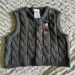 Disney Gray Knit Vest with Mickey Mouse Design